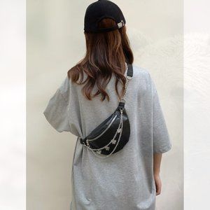 New Butterfly Chain Decor Fanny Pack Black 89